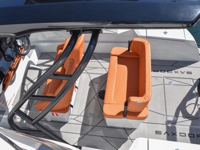 Deck of Mistral, a Saxdor Yachts Saxdor 200 Sport motorboat at Ibiza, Spain