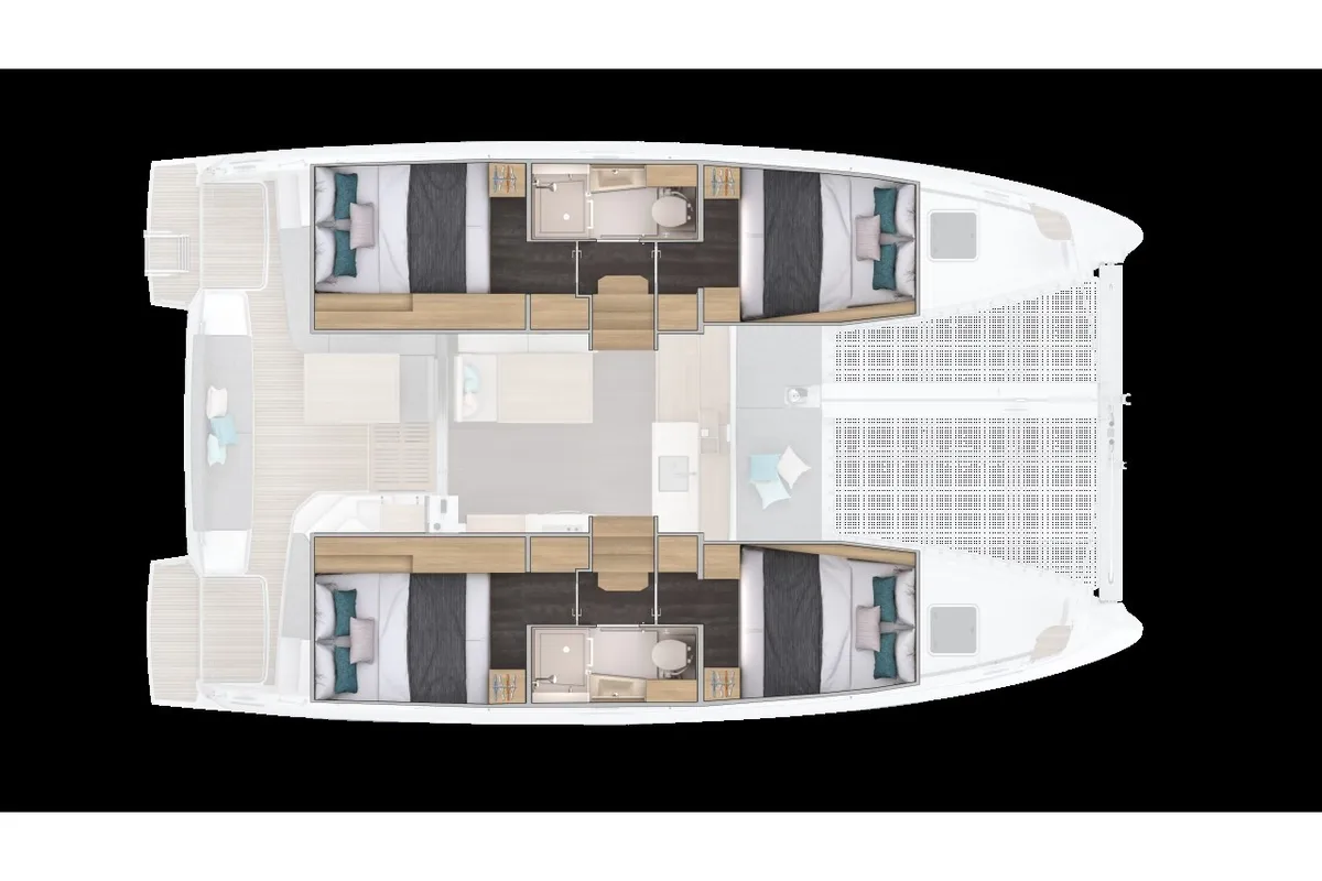 Salon of Doudou, a Lagoon 38 catamaran at Le Gosier, France
