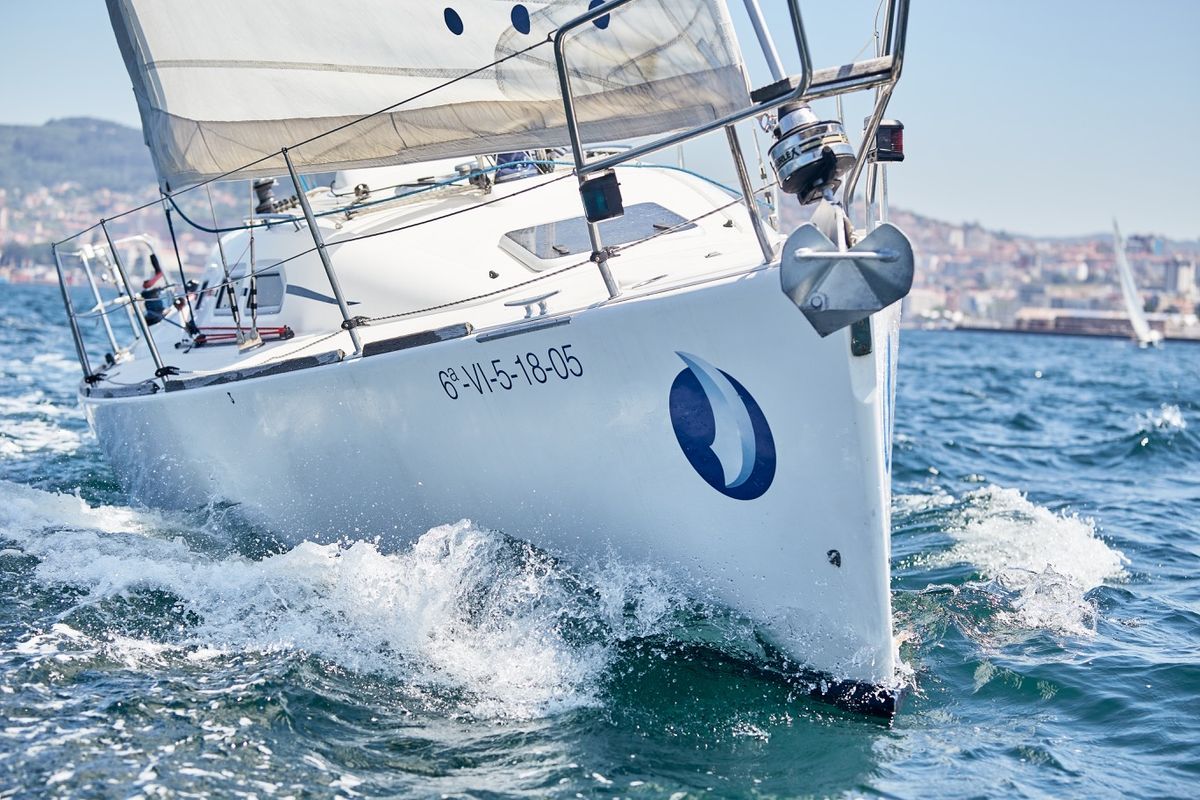 Exterior view of Sailway Tres, a Elan 31 sailboat at Vigo, Spain