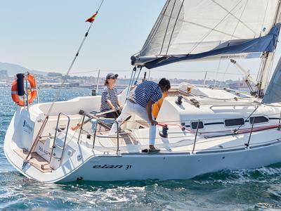 Deck of Sailway Tres, a Elan 31 sailboat at Vigo, Spain
