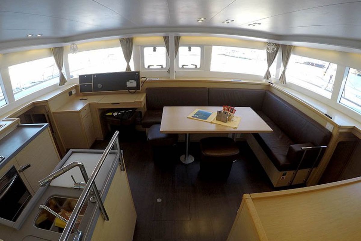 Salon of Saelma, a Lagoon 450 F catamaran at Grad Šibenik, Croatia