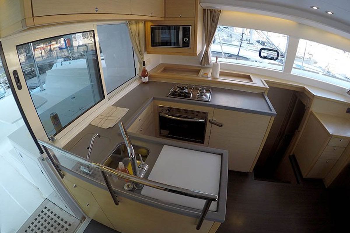 Galley of Saelma, a Lagoon 450 F catamaran at Grad Šibenik, Croatia