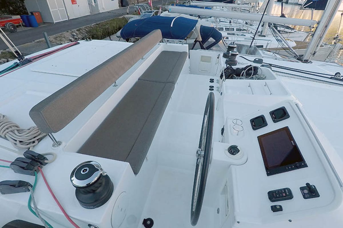 Saelma, a Lagoon 450 F catamaran at Grad Šibenik, Croatia
