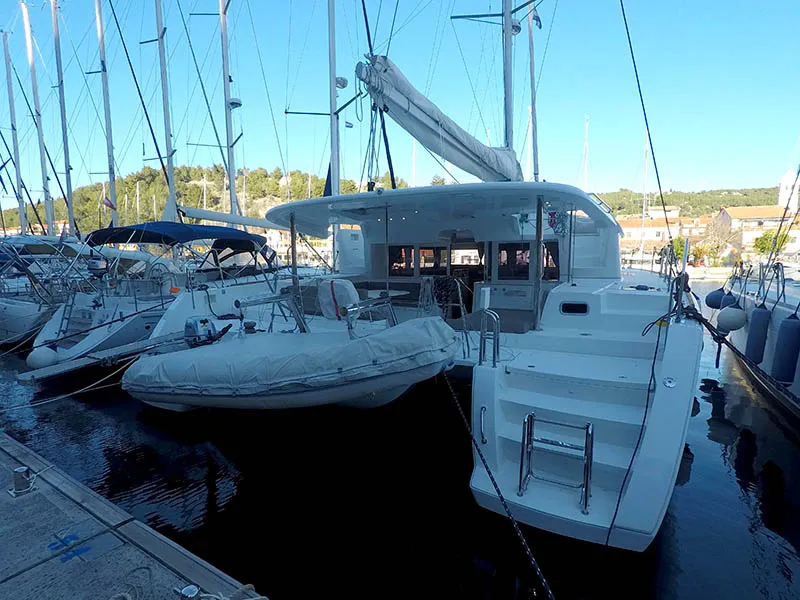 Saelma, a Lagoon 450 F catamaran at Grad Šibenik, Croatia