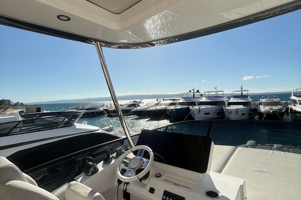 Cockpit of White, a Azimut 53 Fly yacht at Podstrana - Miljevac, Croatia