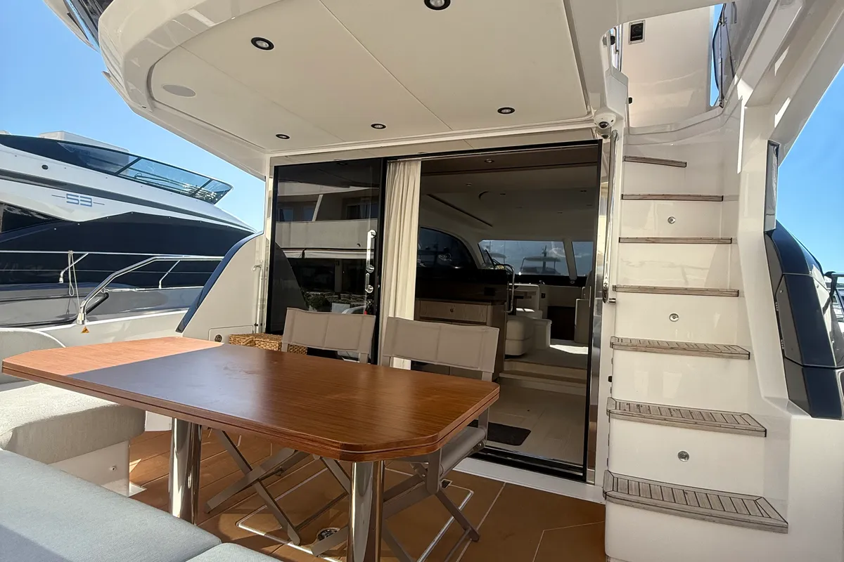 Deck of White, a Azimut 53 Fly yacht at Podstrana - Miljevac, Croatia