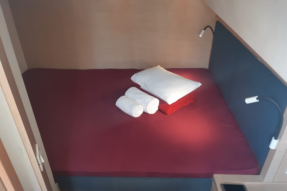 Cabin on Lucky Alexandra, a Fountaine Pajot Saona 47 catamaran at Grad Pula, Croatia