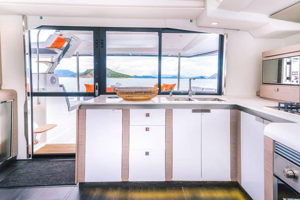 Blue Angel, a Fountaine Pajot Tanna 47 catamaran at Fethiye, Turkey
