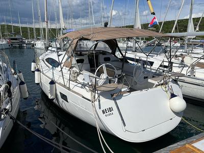 Cockpit of Heidi, a Elan Impression 45 sailboat at Punat, Croatia