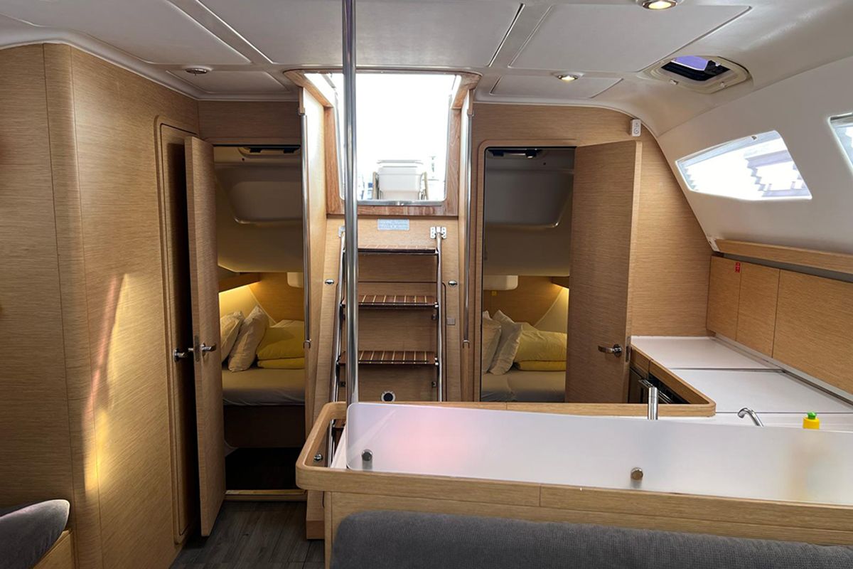 Galley of Heidi, a Elan Impression 45 sailboat at Punat, Croatia