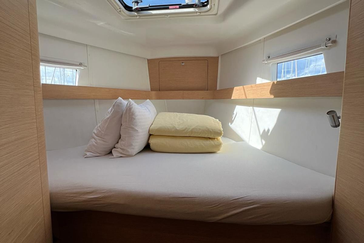 Cabin on Heidi, a Elan Impression 45 sailboat at Punat, Croatia
