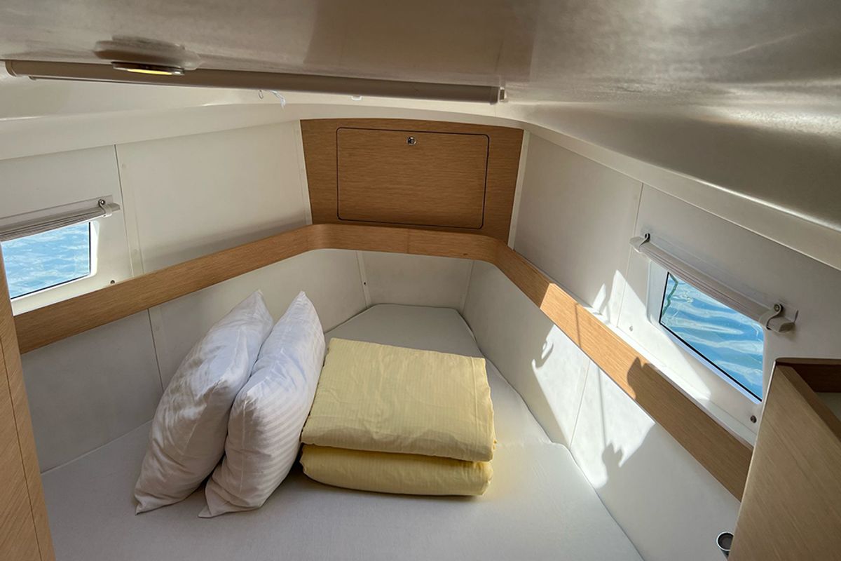 Cabin on Heidi, a Elan Impression 45 sailboat at Punat, Croatia