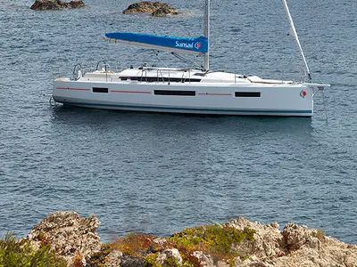 Exterior view of Sunsail 44 SO Classic, a Jeanneau Sun Odyssey 440 sailboat at Grand Anse, Grenada