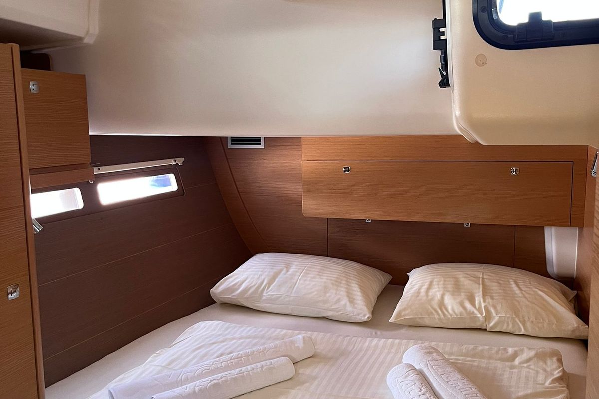Cabin on Epsilon, a Dufour 56 Exclusive sailboat at Grad Šibenik, Croatia