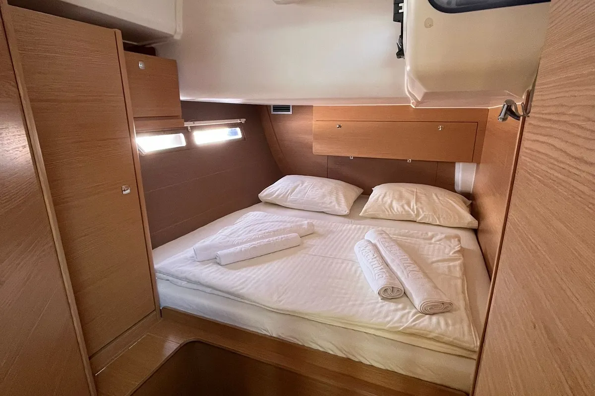 Cabin on Epsilon, a Dufour 56 Exclusive sailboat at Grad Šibenik, Croatia