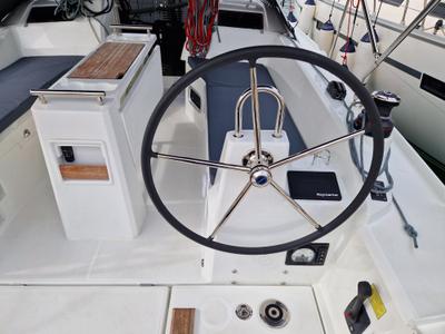 Cockpit of Navicela, a Beneteau Oceanis 34.1 sailboat at Općina Medulin, Croatia