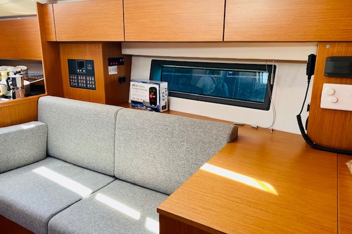 Salon of Sakura J, a Bavaria C42 sailboat at Punta Ala, Italy
