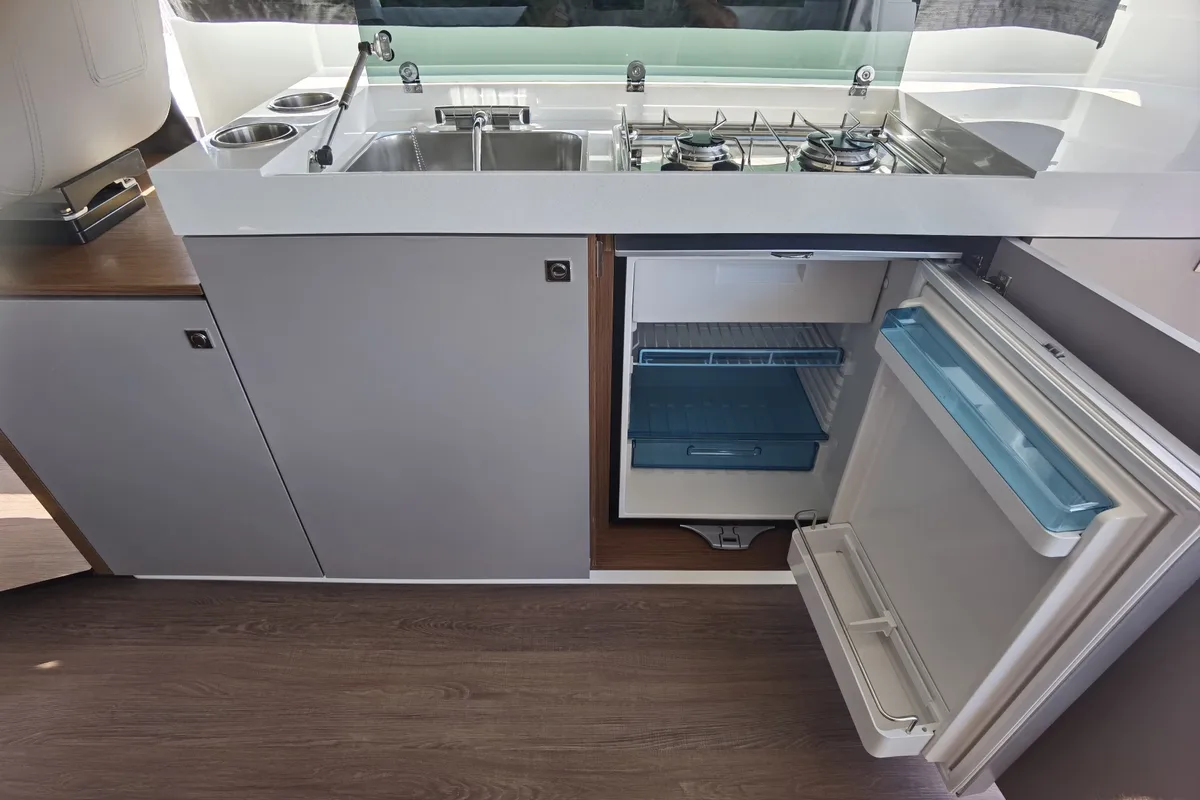 Galley of Jean, a Beneteau Antares 11 Fly OB motorboat at Punat, Croatia