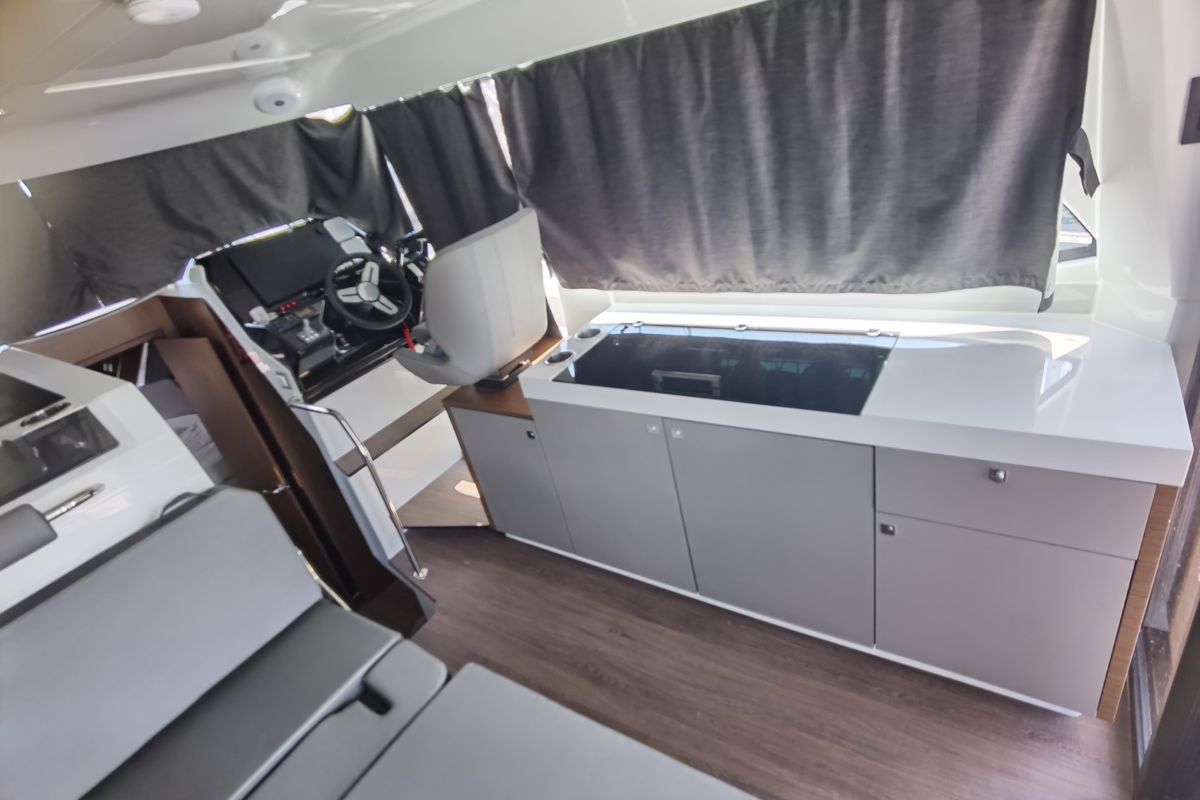 Salon of Jean, a Beneteau Antares 11 Fly OB motorboat at Punat, Croatia