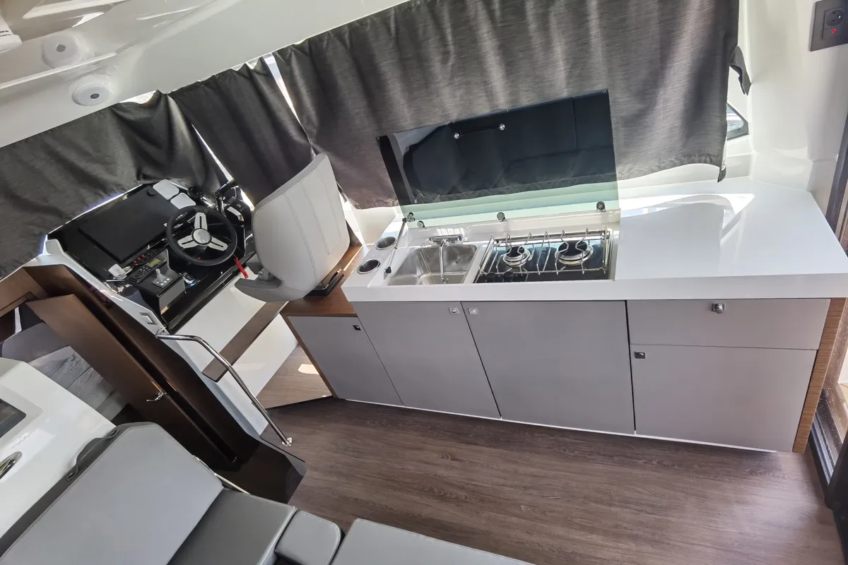 Salon of Jean, a Beneteau Antares 11 Fly OB motorboat at Punat, Croatia