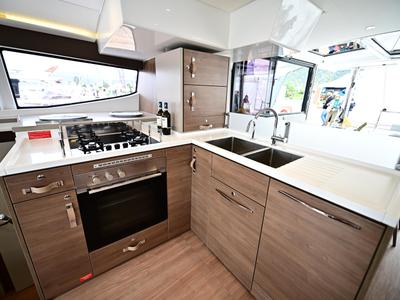 Galley of Arche IV, a Bali 4.8 catamaran at Salerno, Italy