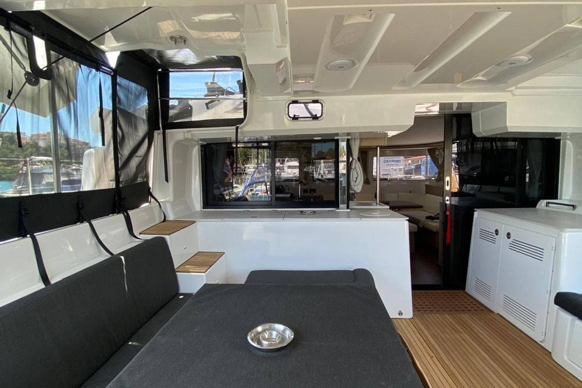 Galley of Diamanti IV, a Lagoon 46 catamaran at Skiathos, Greece