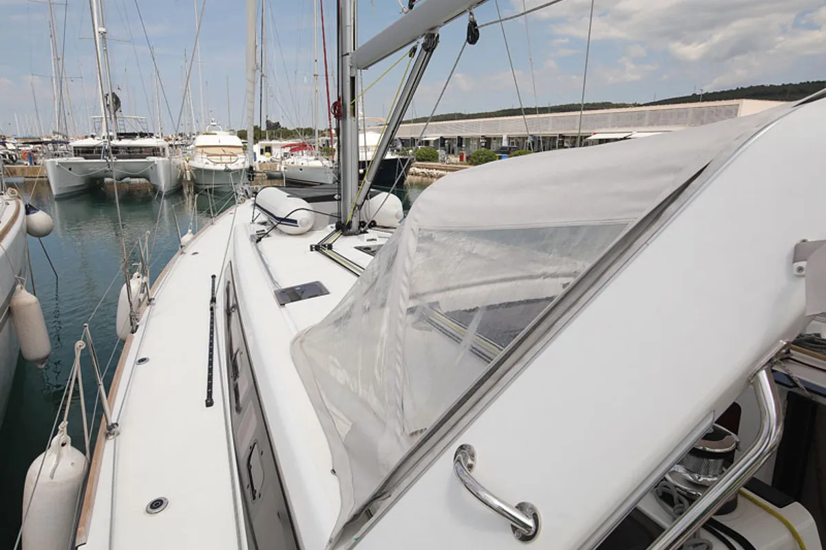 Deck of San Clemente, a Beneteau Oceanis 48 sailboat at Općina Sukošan, Croatia
