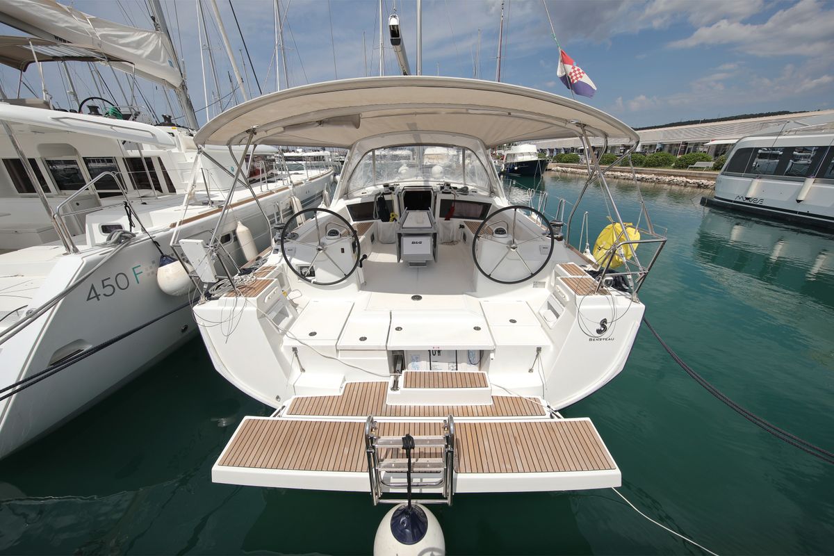 Exterior view of San Clemente, a Beneteau Oceanis 48 sailboat at Općina Sukošan, Croatia