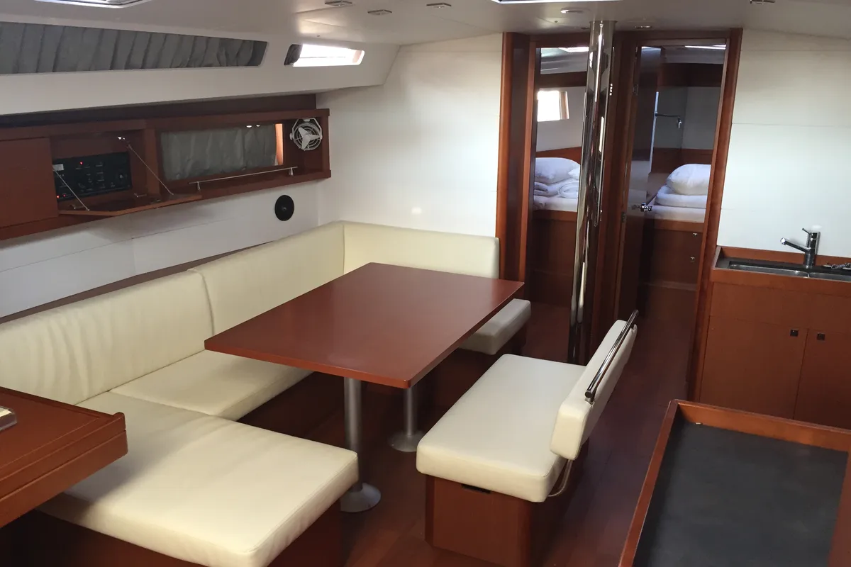 Salon of San Clemente, a Beneteau Oceanis 48 sailboat at Općina Sukošan, Croatia