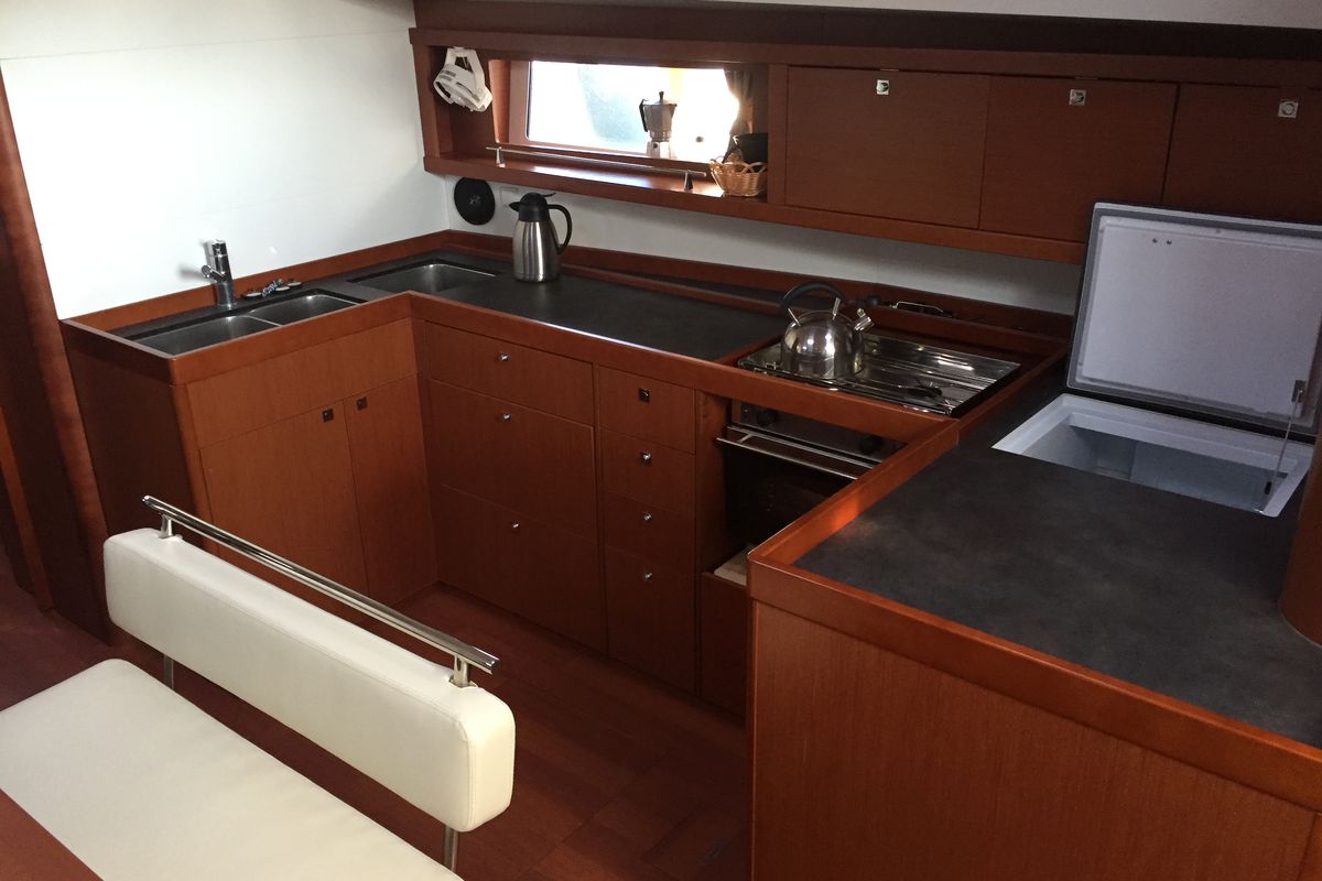 Galley of San Clemente, a Beneteau Oceanis 48 sailboat at Općina Sukošan, Croatia