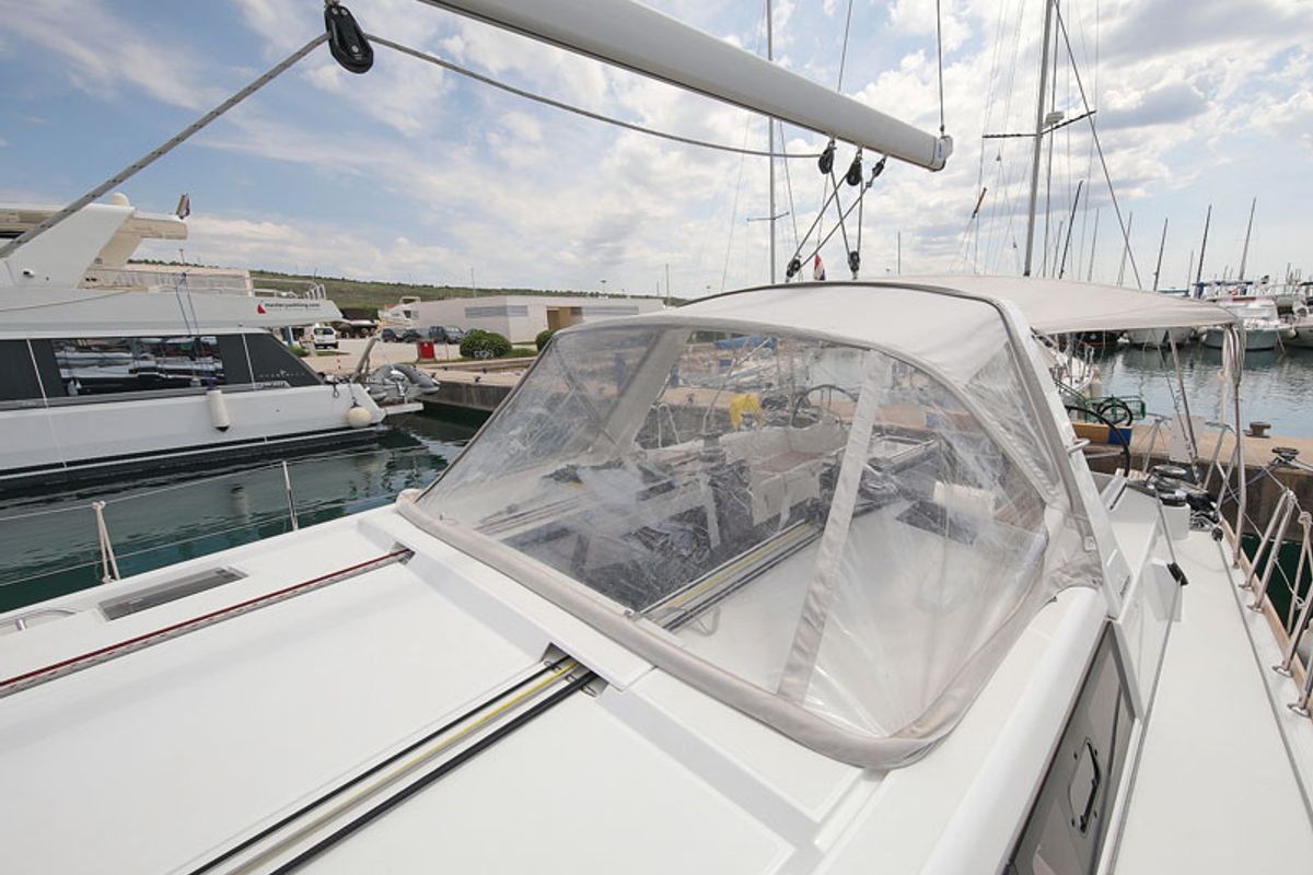 Deck of San Clemente, a Beneteau Oceanis 48 sailboat at Općina Sukošan, Croatia