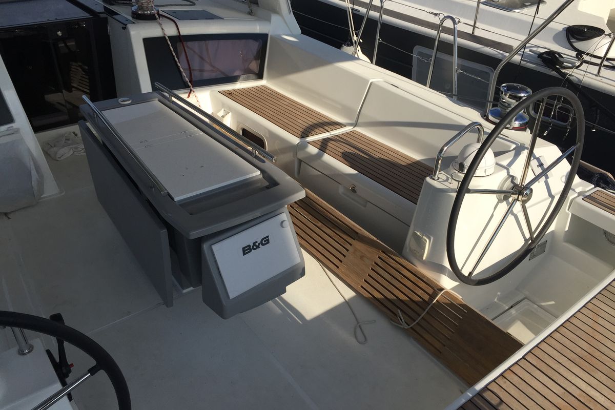 Cockpit of San Clemente, a Beneteau Oceanis 48 sailboat at Općina Sukošan, Croatia