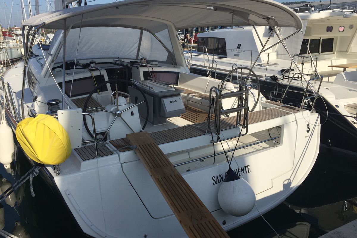 Exterior view of San Clemente, a Beneteau Oceanis 48 sailboat at Općina Sukošan, Croatia