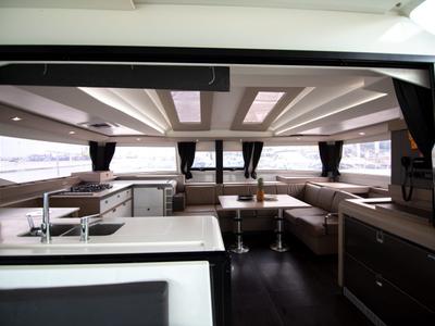 Galley of Nireas, a Fountaine Pajot Elba 45 catamaran at Tourlos, Greece