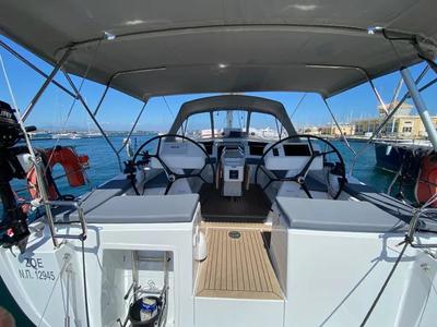 Cockpit of Zoe, a Hanse Yachts Hanse 458 sailboat at Municipal Unit of Ellomenos, Greece