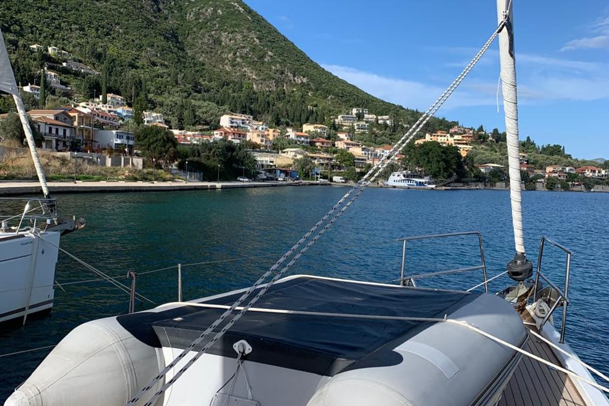 Deck of Zoe, a Hanse Yachts Hanse 458 sailboat at Municipal Unit of Ellomenos, Greece