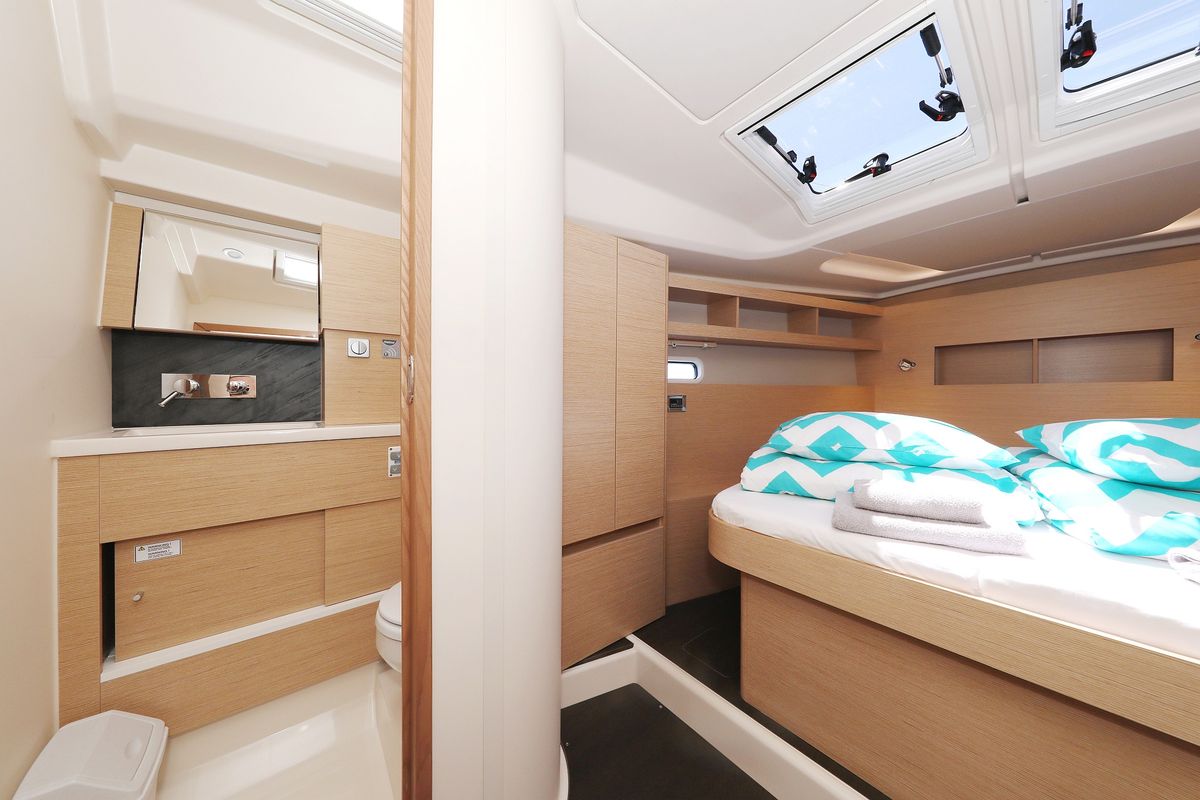 Cabin on One Life, a Hanse Yachts Hanse 458 sailboat at Seget Donji, Croatia