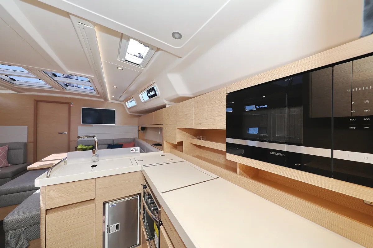 Galley of One Life, a Hanse Yachts Hanse 458 sailboat at Seget Donji, Croatia