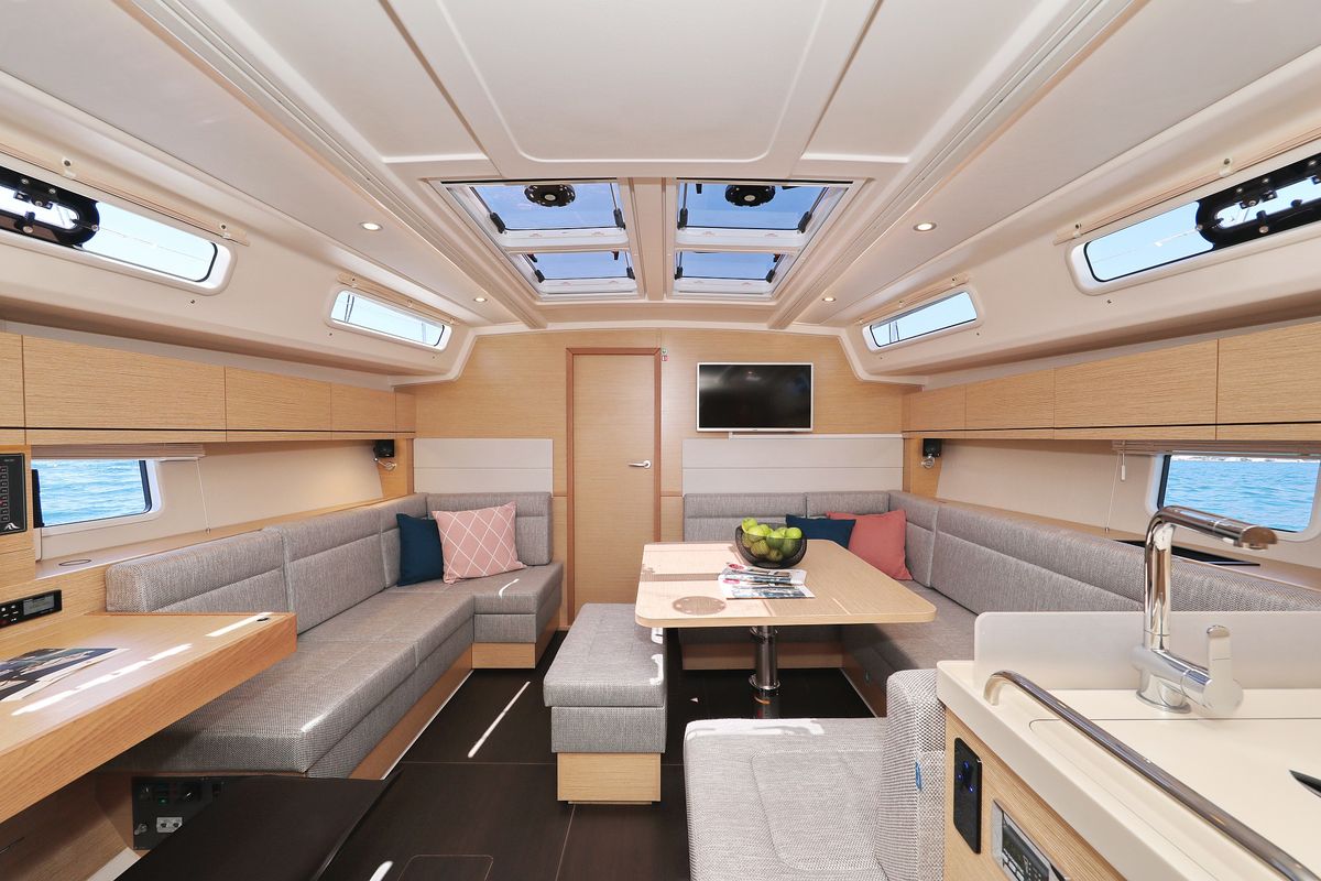 Salon of One Life, a Hanse Yachts Hanse 458 sailboat at Seget Donji, Croatia