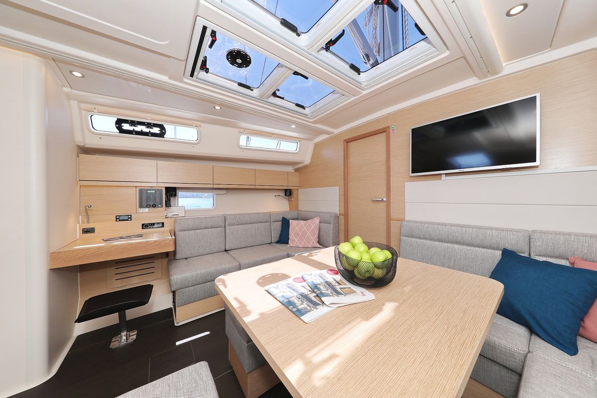 Salon of One Life, a Hanse Yachts Hanse 458 sailboat at Seget Donji, Croatia