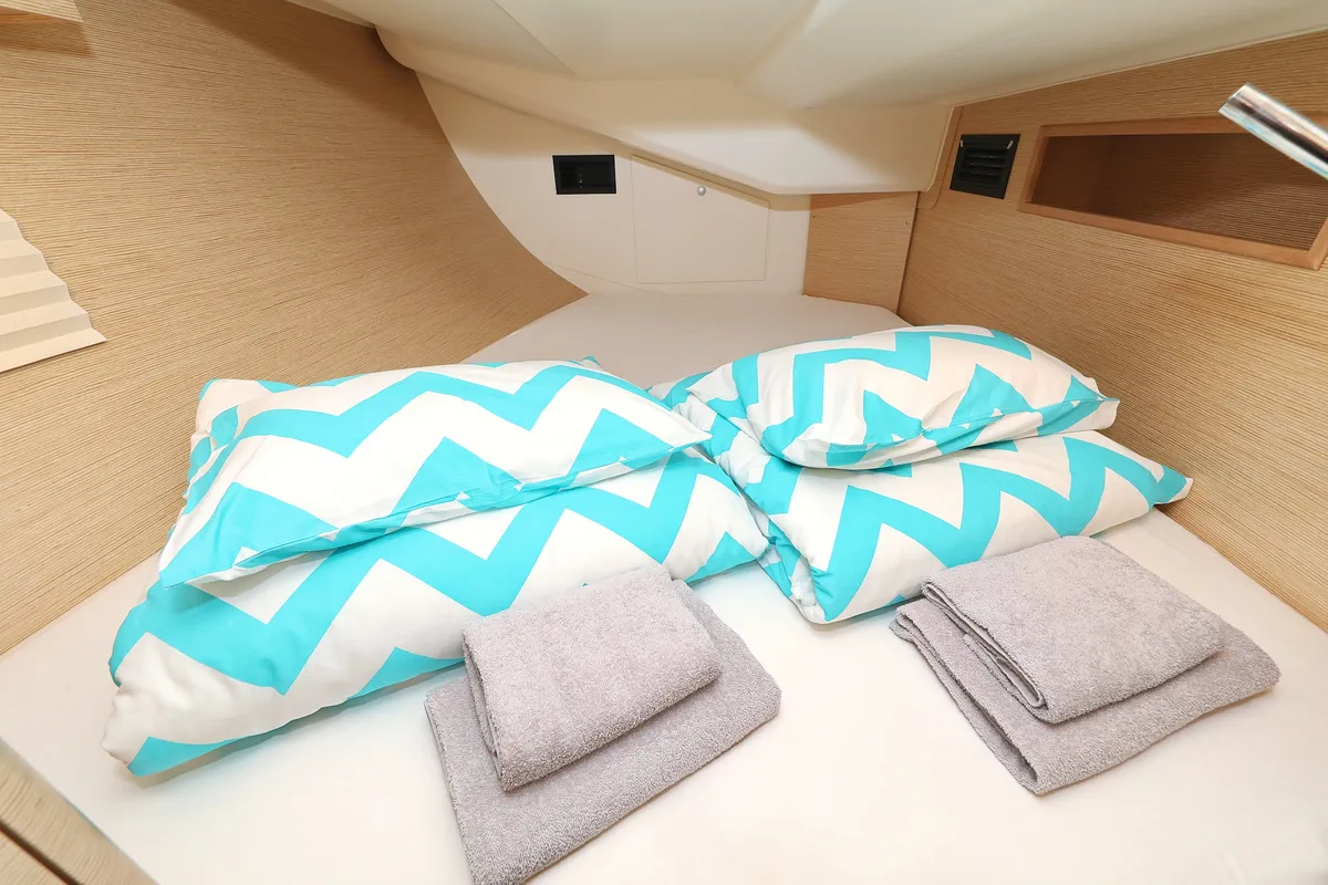 Cabin on One Life, a Hanse Yachts Hanse 458 sailboat at Seget Donji, Croatia