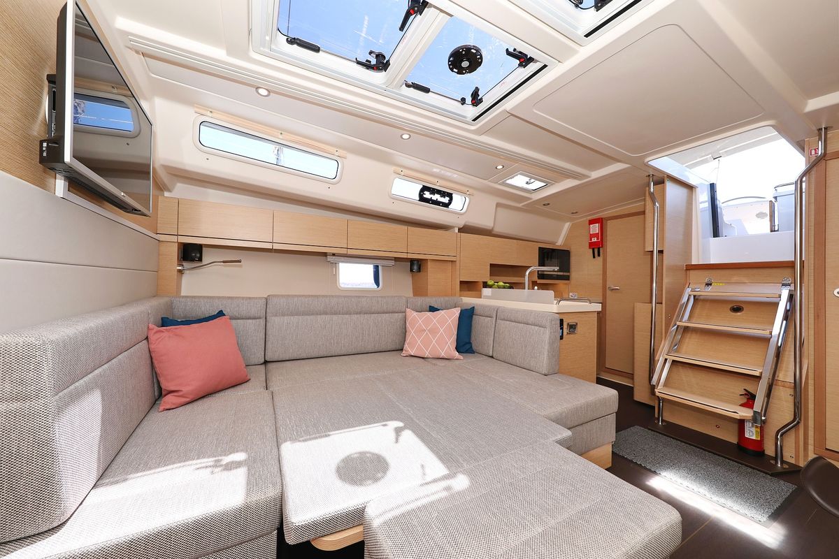Salon of One Life, a Hanse Yachts Hanse 458 sailboat at Seget Donji, Croatia