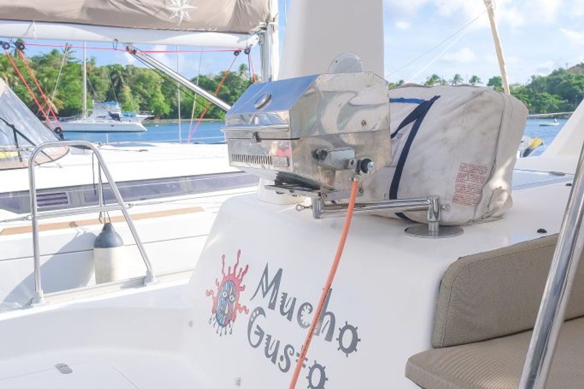 Mucho Gusto, a Voyage 480 catamaran at Ribishi, Saint Vincent and the Grenadines