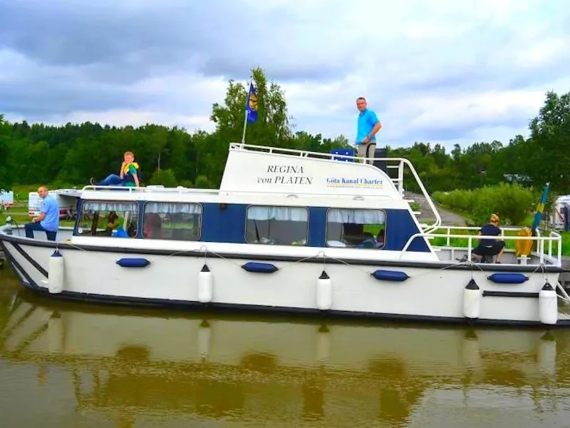 Exterior view of Gota 5, a Gulet Regina von Platen motorboat at Motala, Sweden