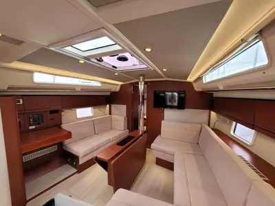 Cabin on heNA, a Hanse Yachts Hanse 418 sailboat at Lavreotiki Municipal Unit, Greece