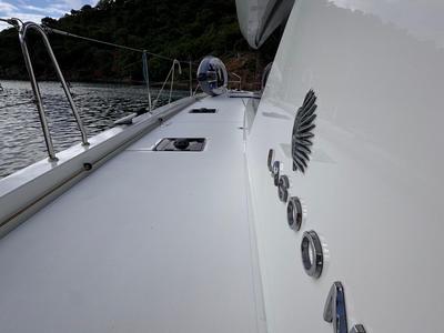 Deck of MAUI (MAR), a Lagoon 55 catamaran at Alameda, United States