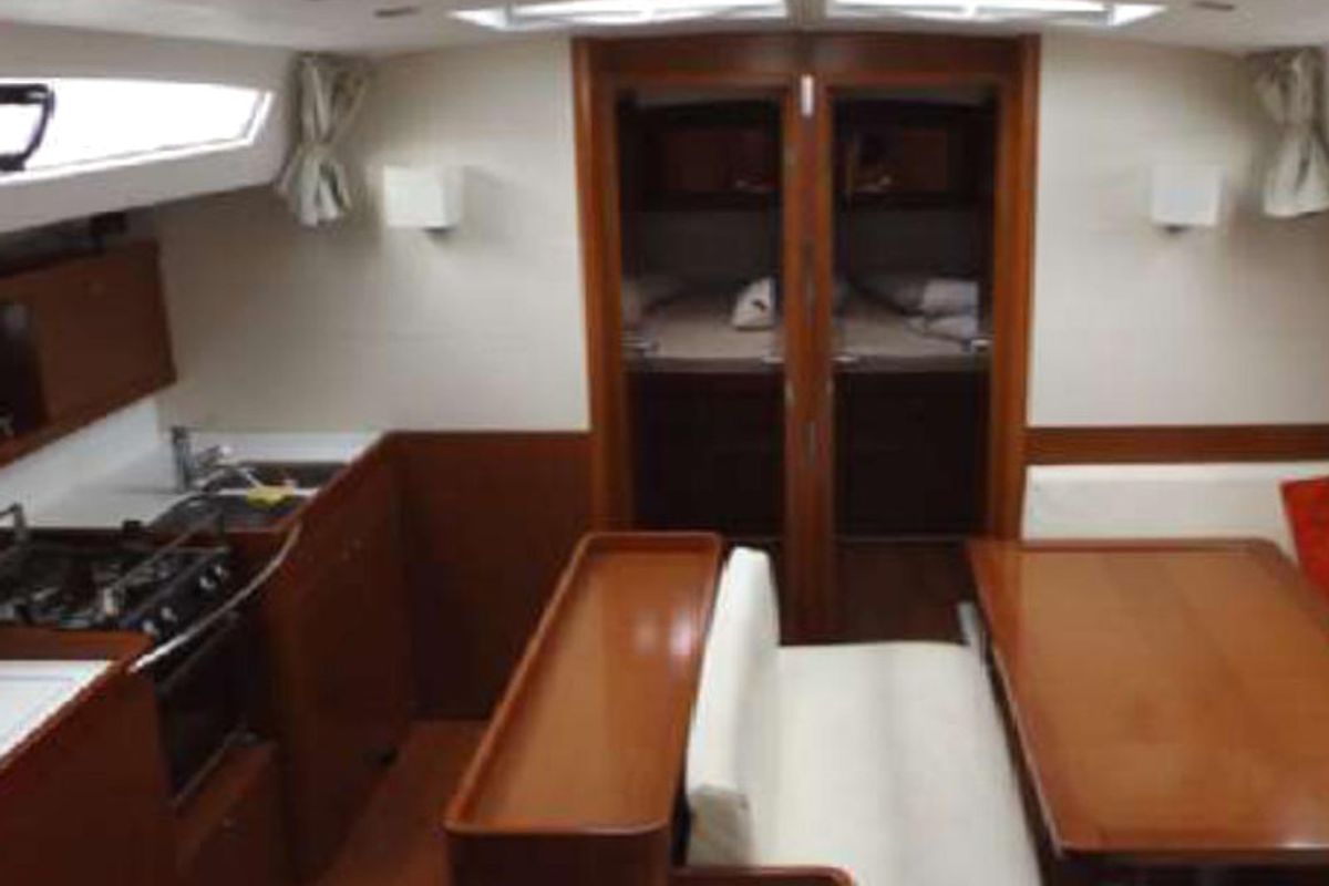 Salon of In Compliance, a Beneteau Oceanis 50 Family sailboat at Kalkara, Malta