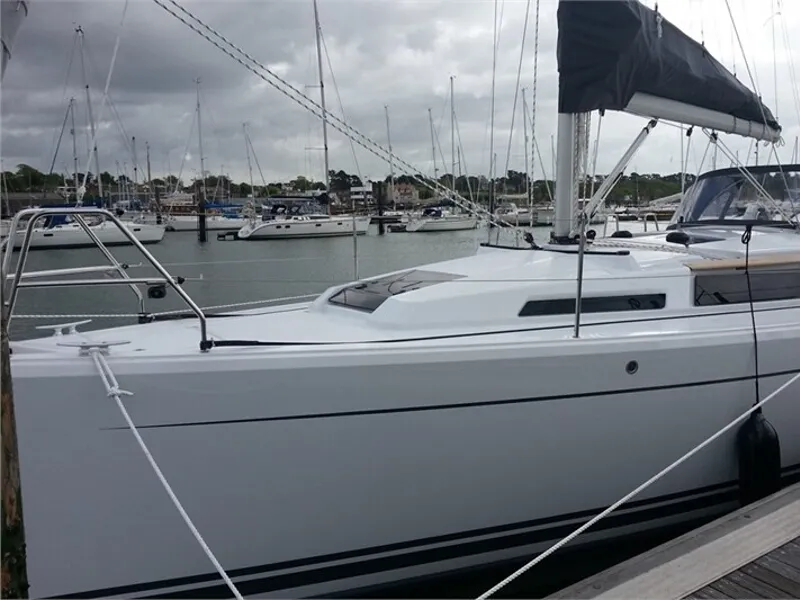 Exterior view of Sunshine, a Hanse Yachts Hanse 345 sailboat at Athens, Greece
