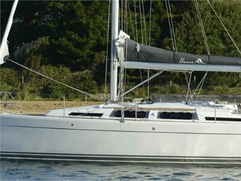 Exterior view of Sunshine, a Hanse Yachts Hanse 345 sailboat at Athens, Greece