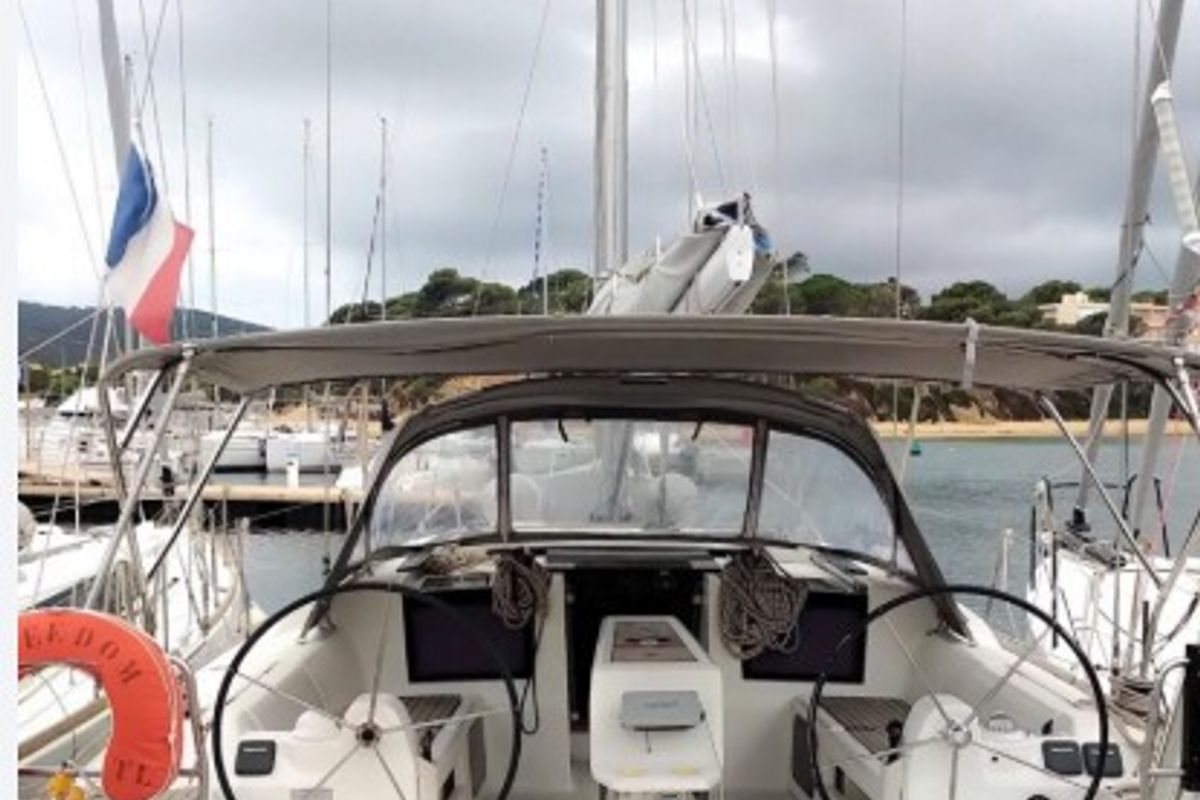 AF-D410, a Dufour 410 Grand Large sailboat at Athens, Greece
